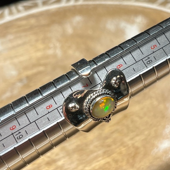 Ethiopian Opal 925 Sterling Silver Adjustable Open Ring - Picture 13 of 13